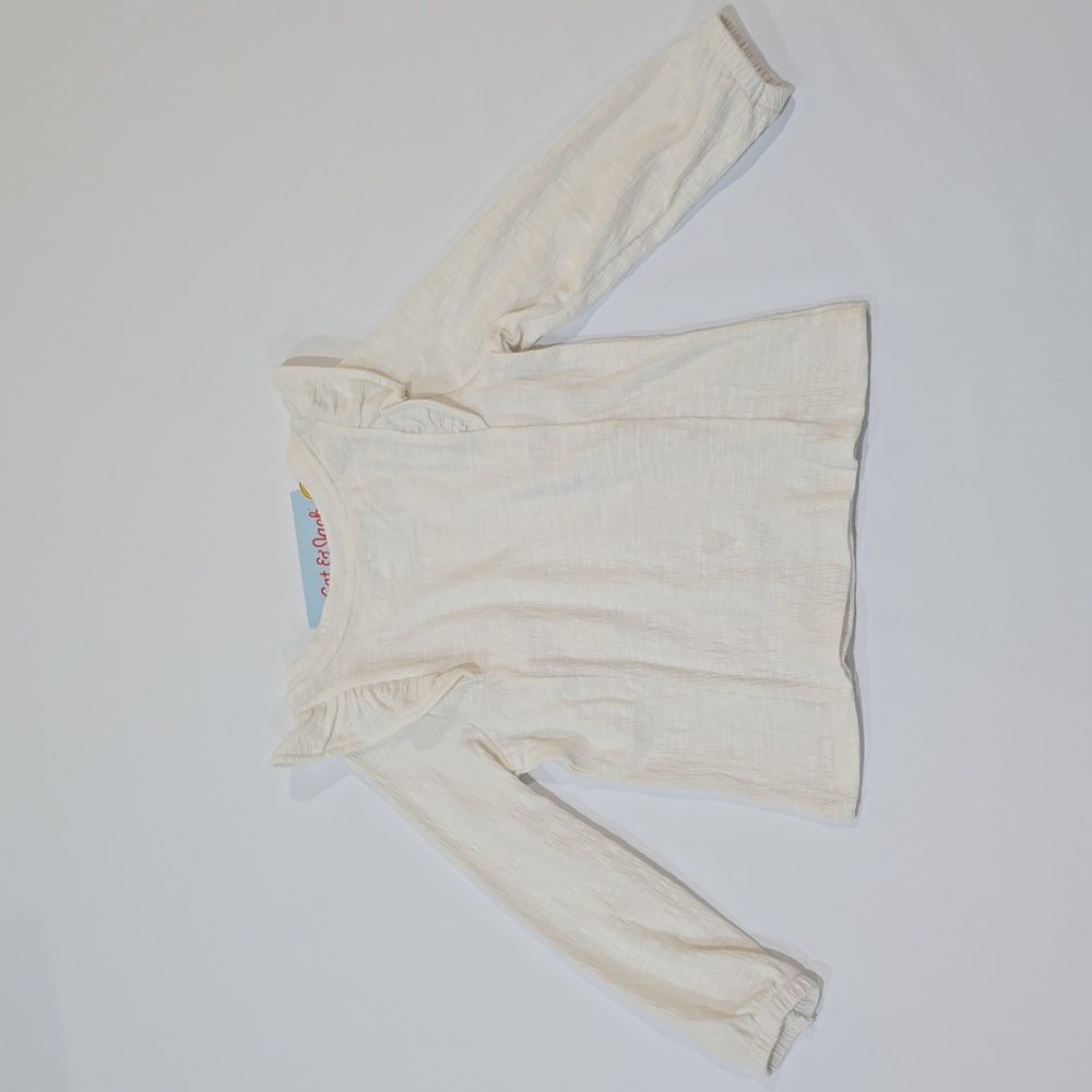 3/$15 Cat & Jack - Girls' Cream Long Ruffle Sleeve Shirt - Picture 2 of 5